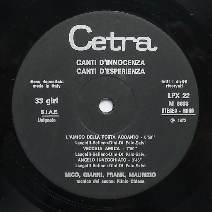 NICO, GIANNI, FRANK, MAURIZIO – Canti D’Innocenza Canti D’Esperienza - Image 9