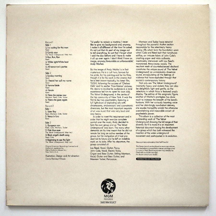 VELVET UNDERGROUND – Andy Warhol’s Velvet Underground Featuring Nico - Image 2