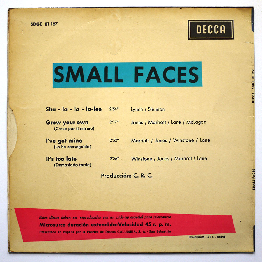 SMALL FACES - Sha-La-La-La-Lee - Image 2
